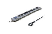 Strömkabel (extern) - Qoltec Quick switch 50168 Överspänningsskydd - 8 uttag - 3 m - Grå - 50168
