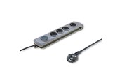 Strömkabel (extern) - Qoltec 50164 Överspänningsskydd - 4 AC-uttag - 230 V - 2.5 m - Grå - 50164