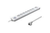 Strömkabel (extern) - Qoltec 50293 Överspänningsskydd - 8 AC-uttag - 230 V - 2200 W - 1.5 m - Vit - 50293