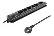 Strömkabel (extern) - Qoltec 50111 Överspänningsskydd - 6 Typ E-uttag - 1.8 m - Svart - 50111