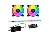 Chassi fläkt - DUTZO RGB Kit 2 - 2x fläktar + 1x LED strip + fjärrkontroll & controller - 120mm - Svart med RGB LED - 24 dBA - DRGB-BUNDLE2