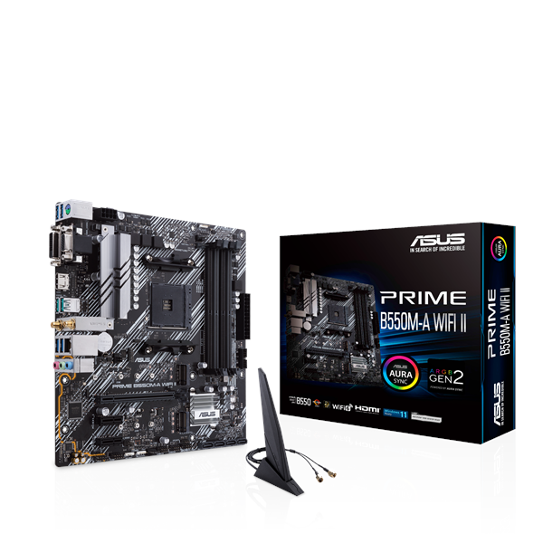 ASUS PRIME B550M-A WIFI II Moderkort - AMD B550 - AMD AM4 socket - DDR4 RAM - Micro-ATX
