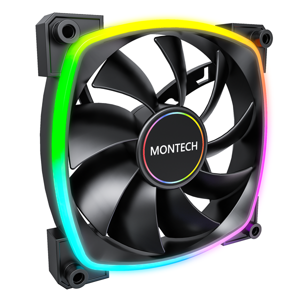 Montech AX140 PWM BK - Chassi fläkt - 140mm - Svart med RGB LED - 28 dBA