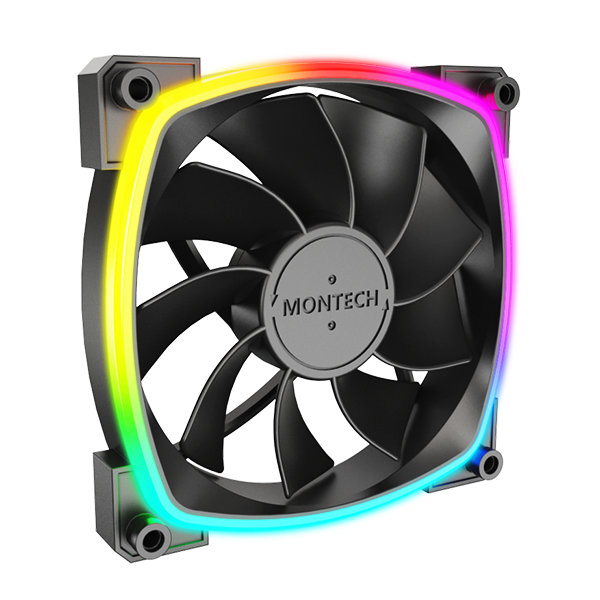 Montech RX120 PWM BK - Reverse - Chassi fläkt - 120mm - Svart med RGB LED - 27 dBA