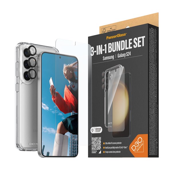 PanzerGlass 3-in-1 Protection Pack Samsung Galaxy S24 | Ultra-Wide Fit w. EasyAligner