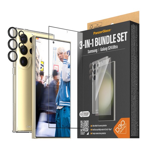 PanzerGlass 3-in-1 Protection Pack Samsung Galaxy S24 Ultra | Ultra-Wide Fit w. EasyAligner