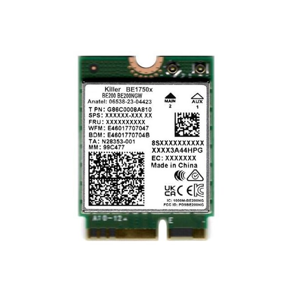 Intel Killer BE1750 Wi-Fi 7 2x2 + BT 5.4 / Without vPro