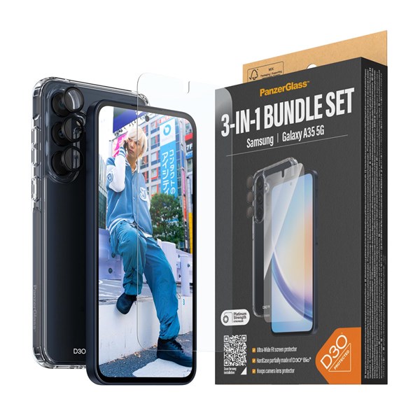 PanzerGlass 3-in-1 Protection Pack Samsung Galaxy A35 5G | Ultra-Wide Fit w. EasyAligner