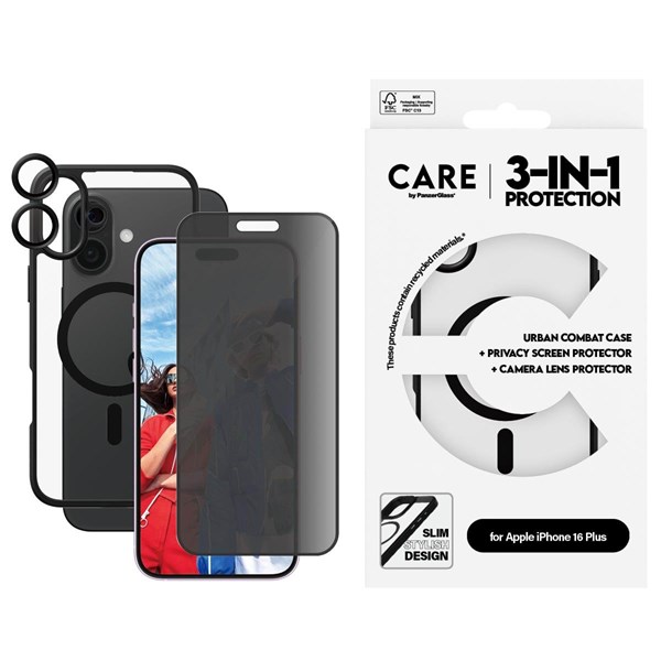 CARE by PanzerGlass Flagship 3-in-1 Privacy Bundle iPhone 16 Plus