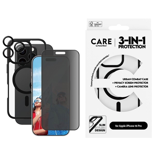 CARE by PanzerGlass Flagship 3-in-1 Privacy Bundle iPhone 16 Pro