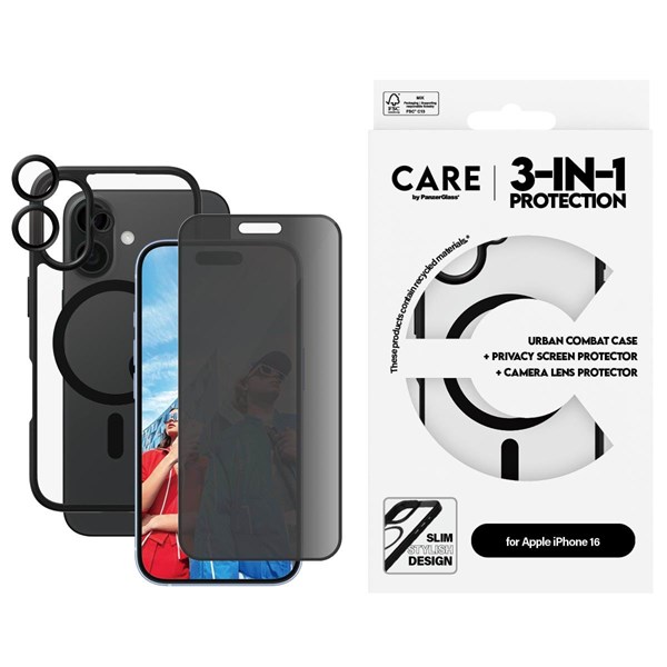 CARE by PanzerGlass Flagship 3-in-1 Privacy Bundle iPhone 16