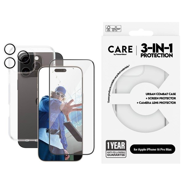CARE by PanzerGlass Flagship 3-in-1 Bundle iPhone 16 Pro Max