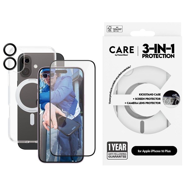 CARE by PanzerGlass Feature 3-in-1 Ceramic Bundle iPhone 16 Plus