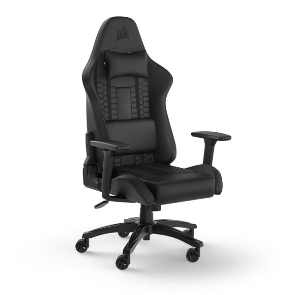 Corsair TC100 Relaxed Gaming Stol - Svart - Lyxigt läderimitat - Upp till 120 kg