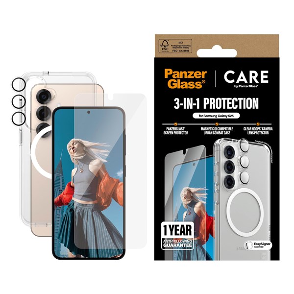 CARE by PanzerGlass Flagship 3-in-1 Bundle Samsung Galaxy S25