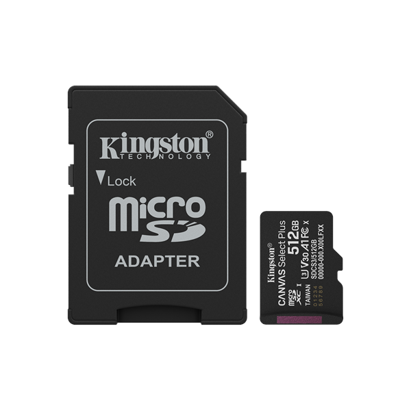Kingston Canvas Select Plus Gen3 MicroSD/SD - 150MB/s - 512GB