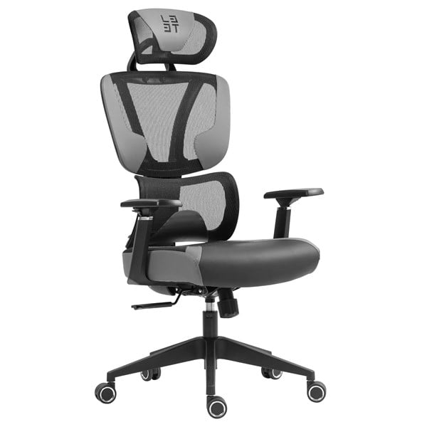 L33T FuzionX Ergo Gaming Stol - Grå - Mesh-tyg - Upp till 120 kg