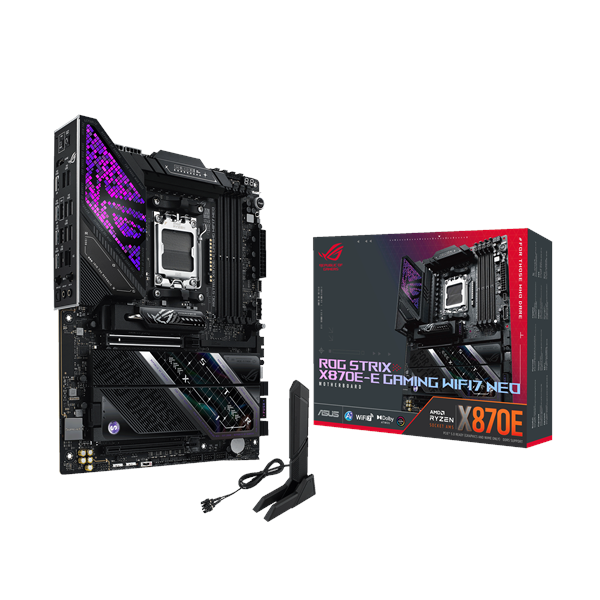 ASUS ROG STRIX X870E-E GAMING WIFI7 NEO Moderkort - AMD X870E - AMD AM5 - DDR5 RAM - ATX