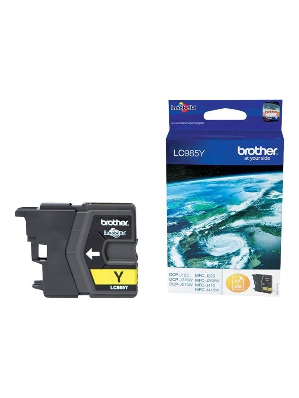 Produktfoto för Brother Bläckpatron, LC985 Y, LC-985Y, Innobella™, gul, singelförpackning