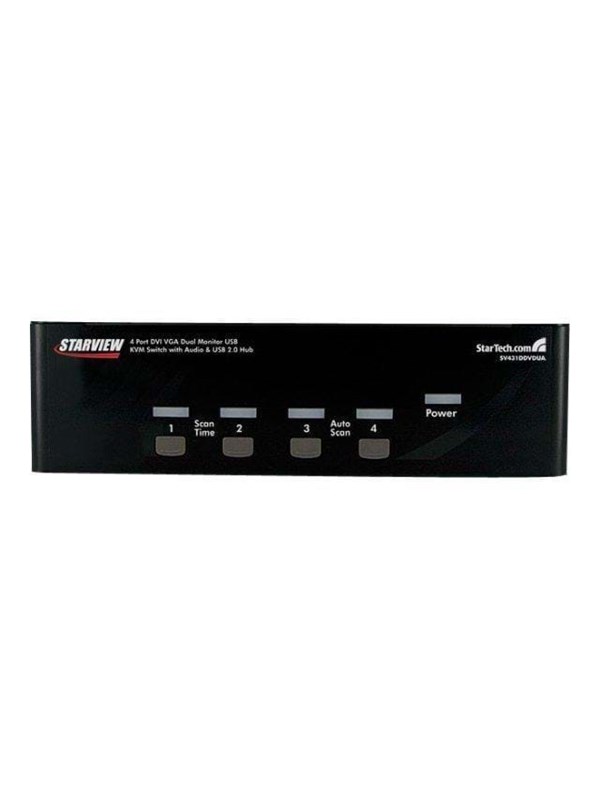 StarTech.com Star View 4 Port DVI-VGA Dual skärm KVM Switch USB med Audio & USB 2.0-hubb - KVM / ljud / USB - 4 portar