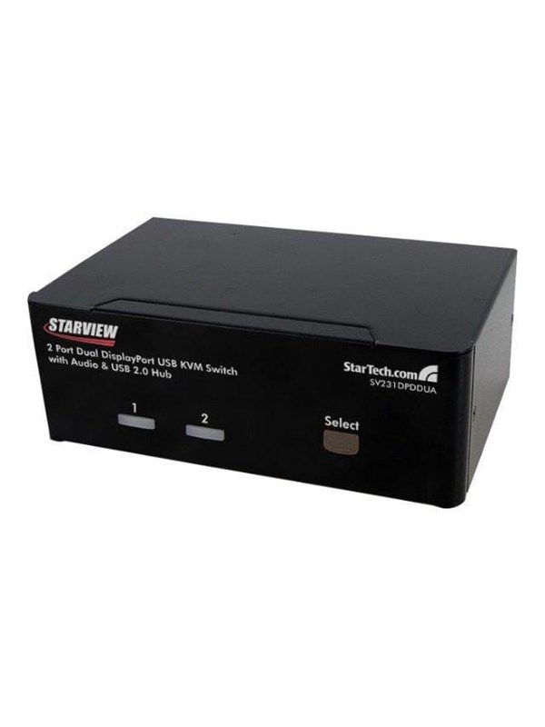 StarTech.com 2 Port Dual Display Port USB KVM Switch w / Audio & USB-hub - KVM / ljud - 2 portar