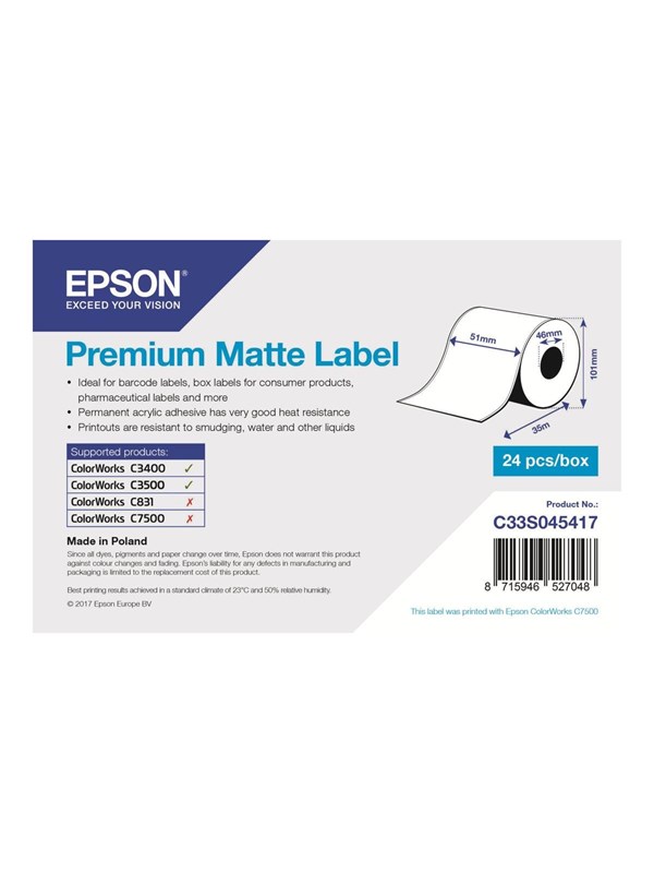 Epson Premium Matte label continuous paper