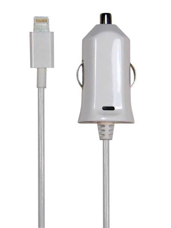 Bandridge Sinox 12V billaddare med Lightning+MFI-chip 2.4A - 1m - Vit