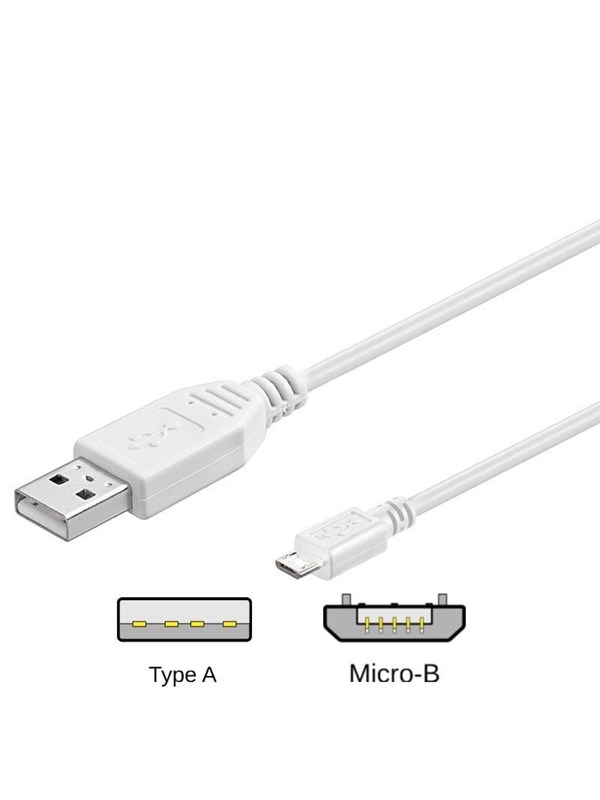 Pro USB-A <-> USB Micro-B - 5m - Vit