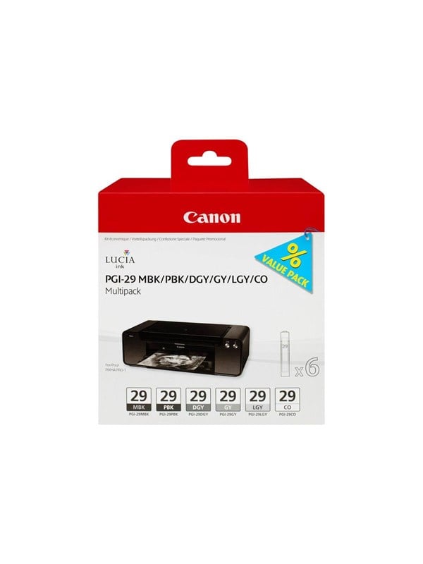 Produktfoto för Canon Bläckpatron, PGI-29, mörkgrå, grå, ljusgrå, matt svart, fotosvart, multiförpackning, 4868B018