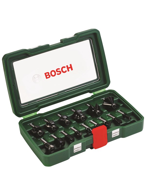 Bosch 15-styck TC fräsbitsats (8" skaft)