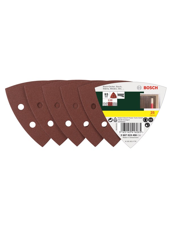 Bosch 25-delars deltaslippapperssats, kornstl 120 G= 120