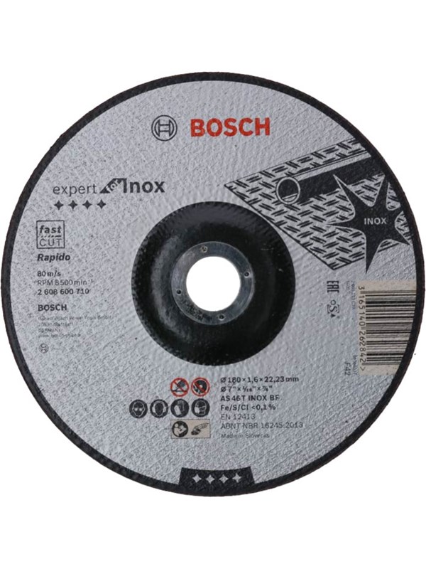 Bosch Försänkt kapskiva, Expert for Inox - Rapido AS 46 T INOX BF, 180 mm, 1,6 mm