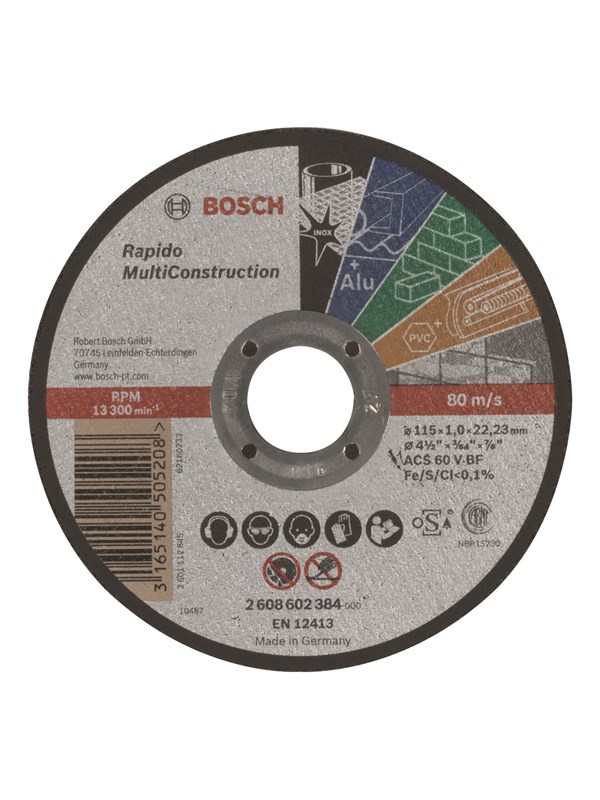 Bosch Rak kapskiva, Rapido Multi Construction ACS 60 V BF, 115 mm, 1,0 mm