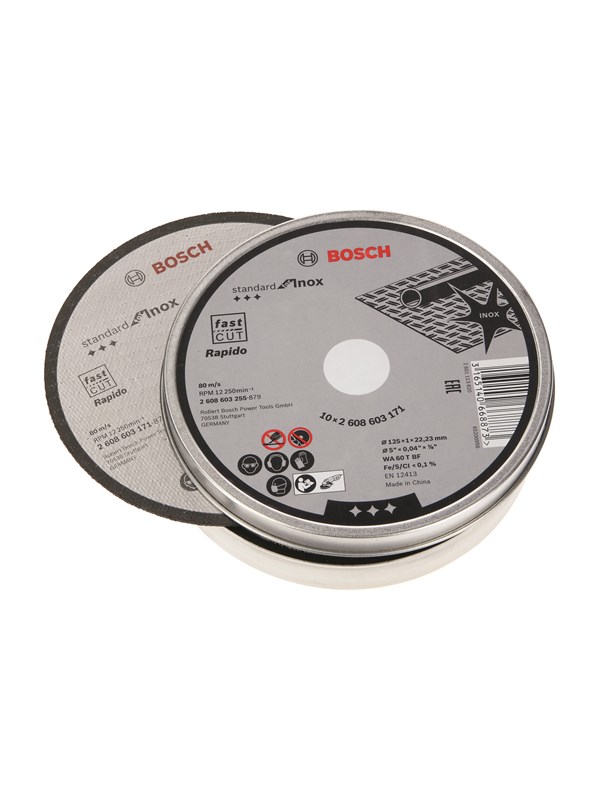 Bosch Rak kapskiva, Standard for Inox - Rapido WA 60 T BF, 125 mm, 22,23 mm, 1,0 mm