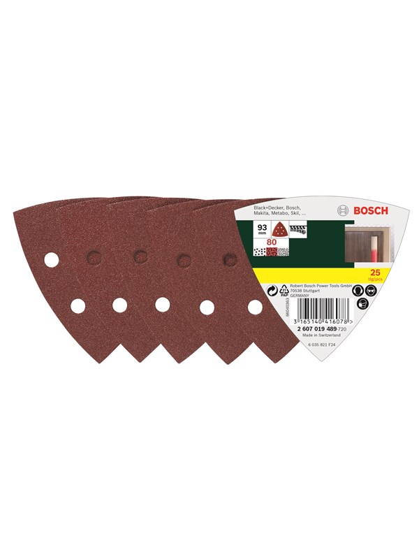 Bosch 25-delars deltaslippapperssats, kornstl 80 G= 80