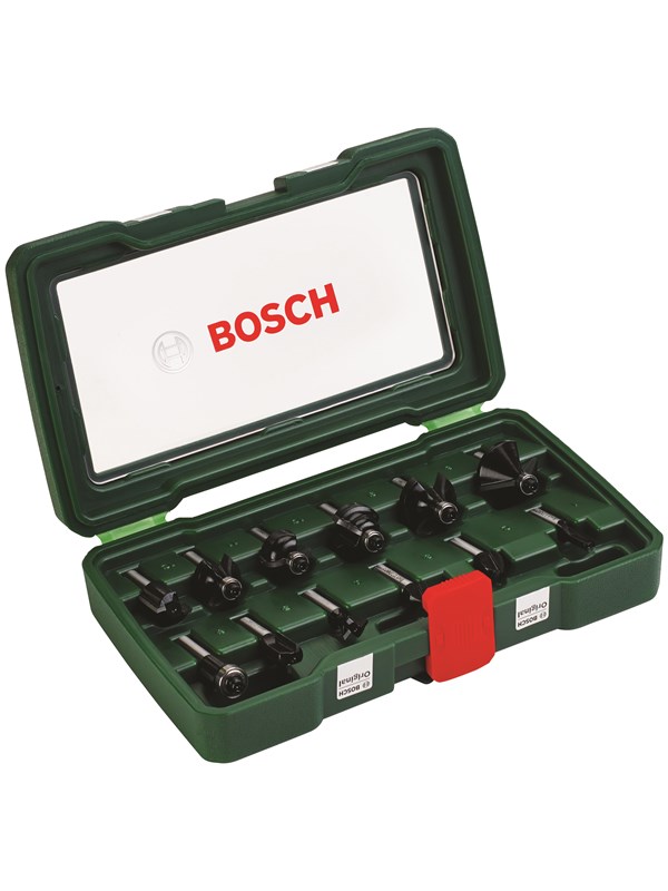 Bosch 12-styck TC fräsbitsats (8 mm skaft)