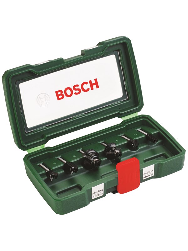 Bosch 6 styck TC fräsbitsats (6 mm skaft)