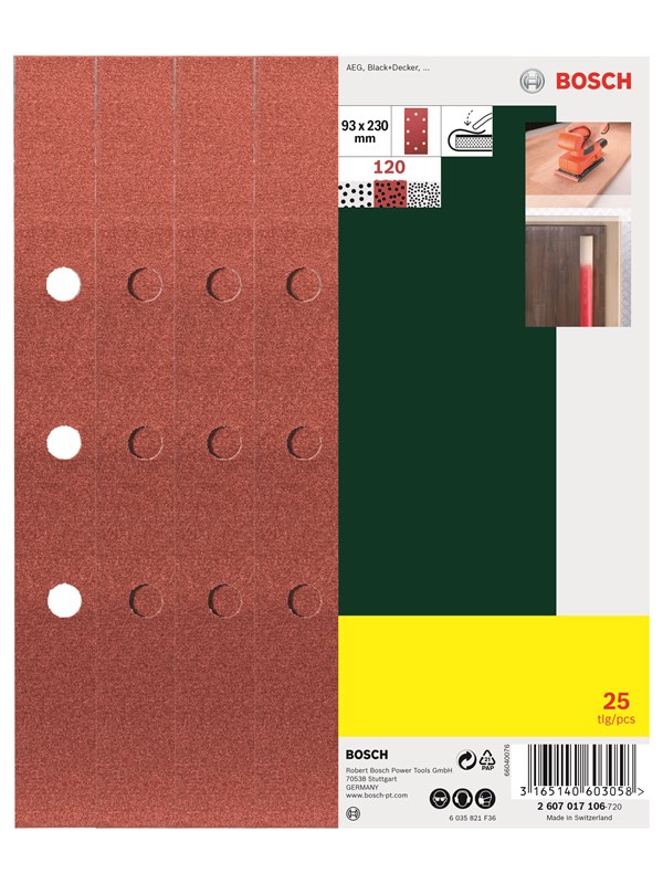 Bosch 25-delars planslippapperssats, kornstl 120 G= 120