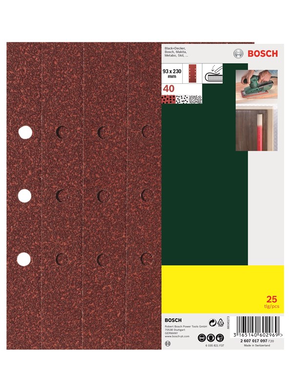 Bosch 25-delars planslippapperssats, 8-hålat, kornstl 40 G= 40