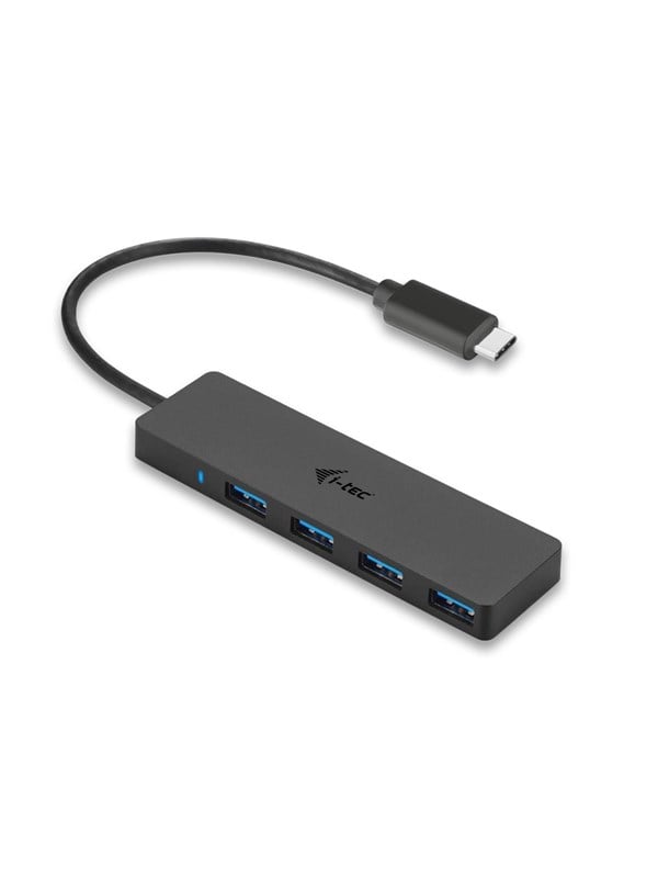 I-Tec USB-C Slim Passive Hub - 4-Port - USB 3.0 - 20 cm cable USB Hub - USB 3.0 - 4 porte - Svart