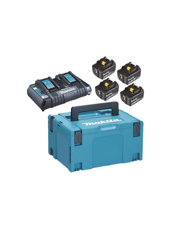 Makita 18v battery pack li-ion 4x5.0ah quick charger and a makpac s
