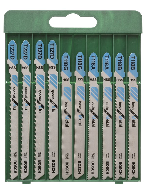 Bosch 10-delars sticksågsblad-set, T-skaft T 118 A (2x); T 118 B (2x); T 118 G (2x); T 127 D (2x); T 227 D (2x)