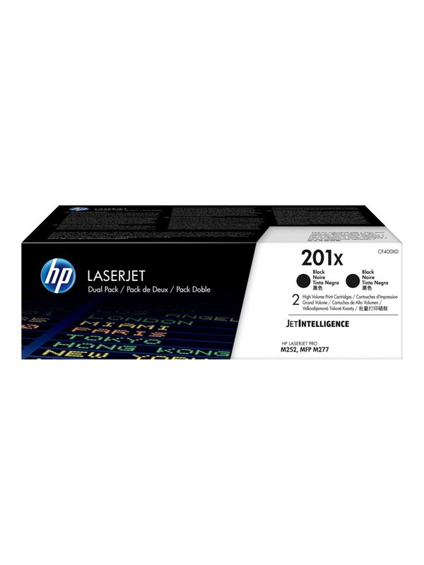 Produktfoto för HP Toner CF400XD 201X 5,6K Svart 2/FP