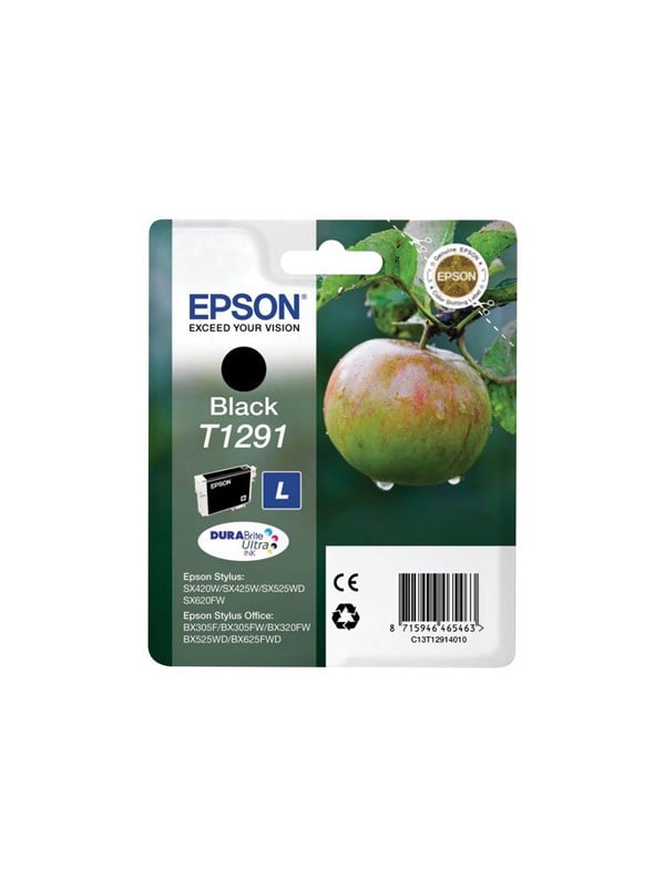 Produktfoto för Epson Bläckpatron T1291, C13T12914012, Apple, DURABrite Ultra-bläck, svart, singelförpackning