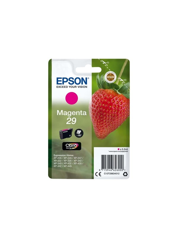 Produktfoto för Epson Bläckpatron, C13T29834012, Strawberry 29 Claria Home-bläck, magenta, singelförpackning
