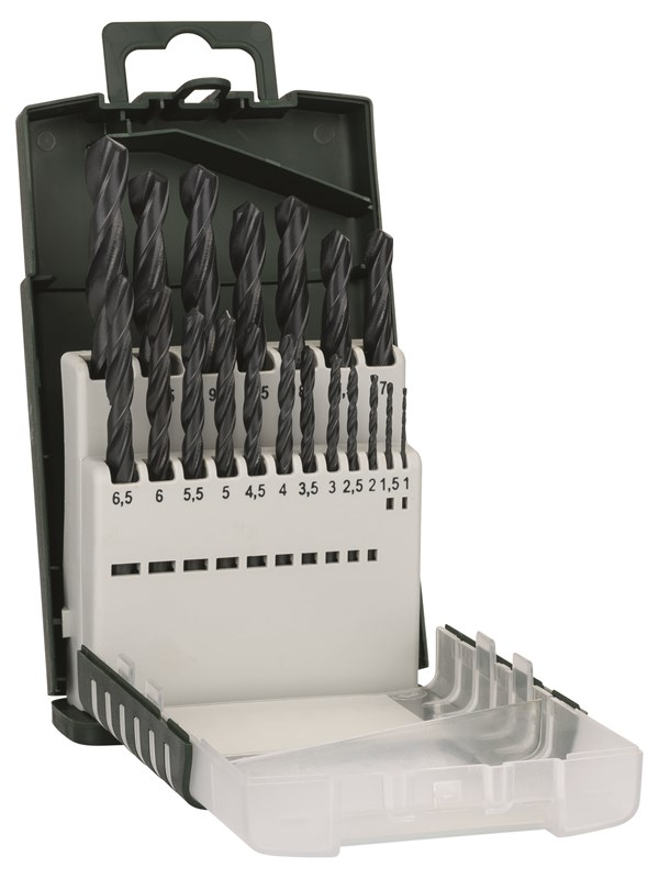 Bosch 19-delars HSS-R-metallborrsats, DIN 338 1,0; 1,5; 2,0; 2,5; 3,0; 3,5; 4,0; 4,5; 5,0; 5,5; 6,0; 6,5; 7,0; 7,5; 8,0; 8,5; 9,0; 9,5; 10,0 mm