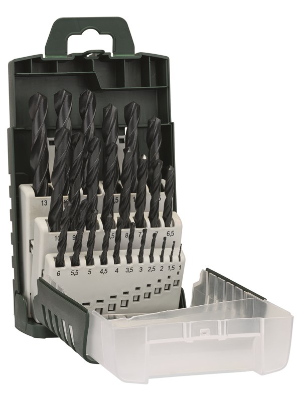 Bosch 19-delars HSS-R-metallborrsats, DIN 338 1,0; 1,5; 2,0; 2,5; 3,0; 3,5; 4,0; 4,5; 5,0; 5,5; 6,0; 6,5; 7,0; 7,5; 8,0; 8,5; 9,0; 9,5; 10,0 mm