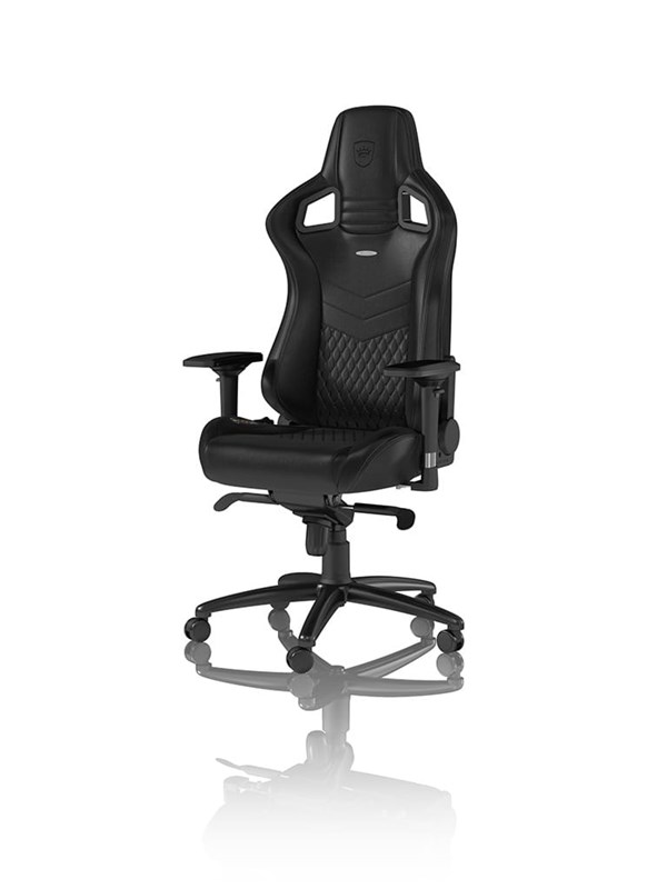 noblechairs EPIC Real Leather - Black Gaming Stol - Svart - Läder - Upp till 120 kg