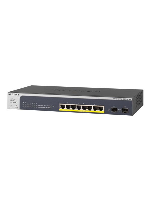 Netgear GS510TPP 8-Port Gigabit High Power PoE+ Smart Switch with 2 SFP Ports (190W)