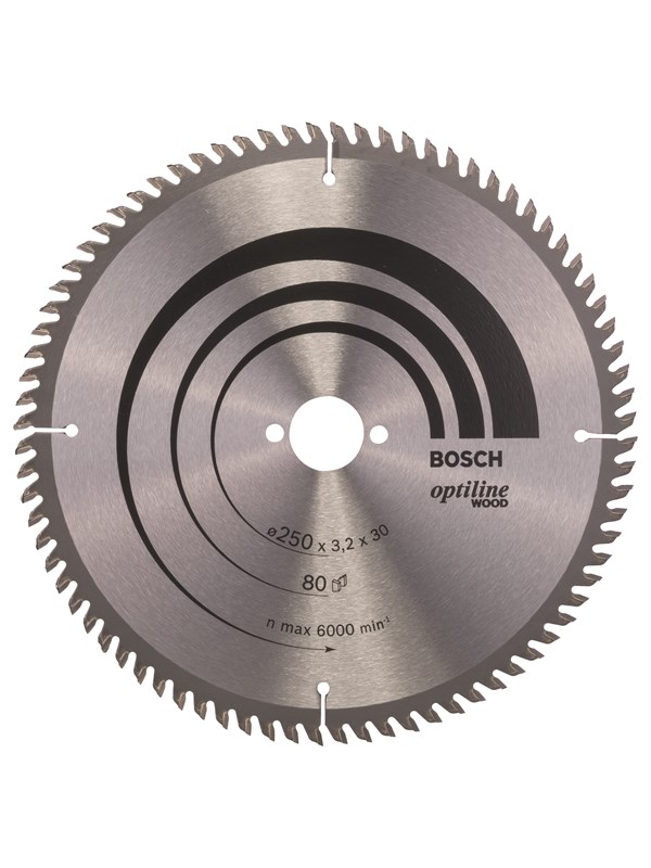 Bosch Cirkelsågklinga Optiline Wood 250 x 30 x 3,2 mm, 80